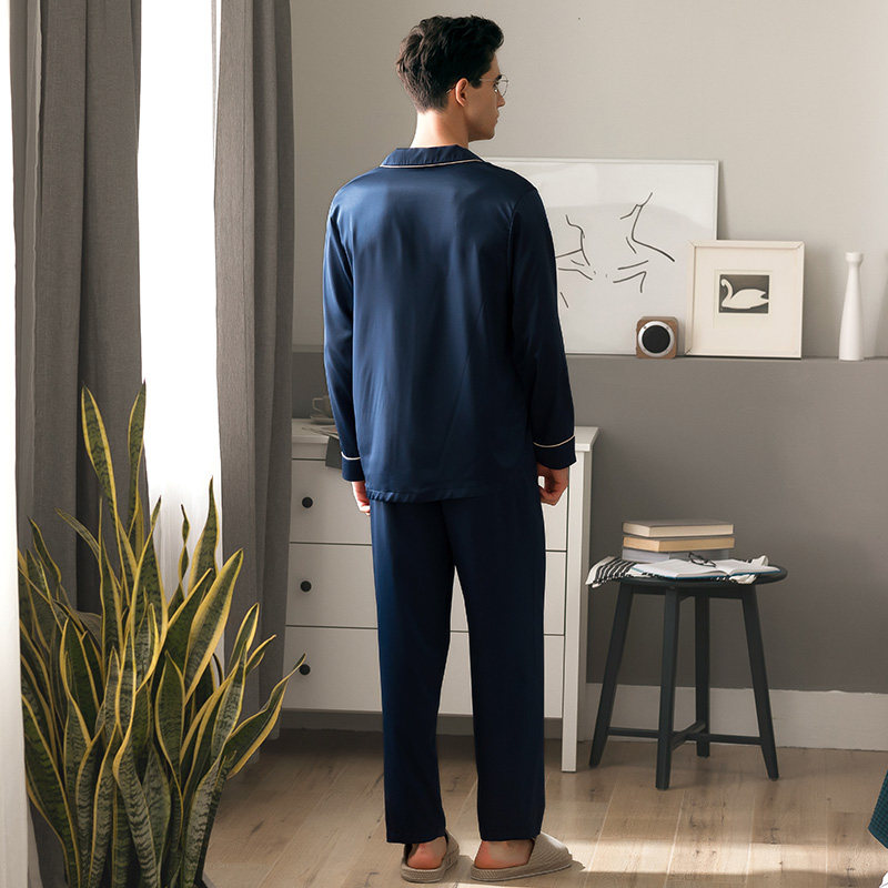 芬腾冰丝男秋季长袖开衫青年睡衣 芬腾outlets店睡衣/家居服套装
