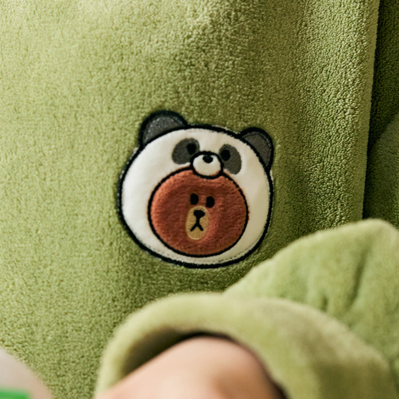 芬腾布朗熊珊瑚绒情侣睡衣秋冬女保暖法兰绒男士可外穿家居服套装,淘宝优惠券,粉丝福利购,淘宝优惠卷