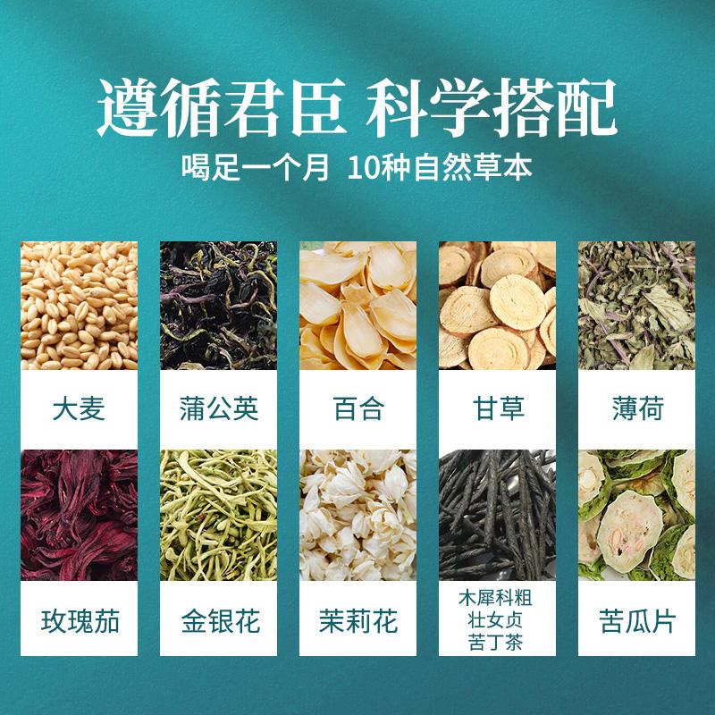 南京同仁堂蒲公英苦丁百合茶金银花薄荷叶茉莉花苦瓜组合花草茶包