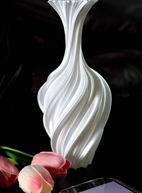 高级感花瓶白色摆件轻奢插花复古客厅中古创意设计感小众器3D打印