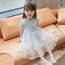 Girls dress summer dress Aisha princess skirt fried street children 2022 new net red foreign pie baby girl summer