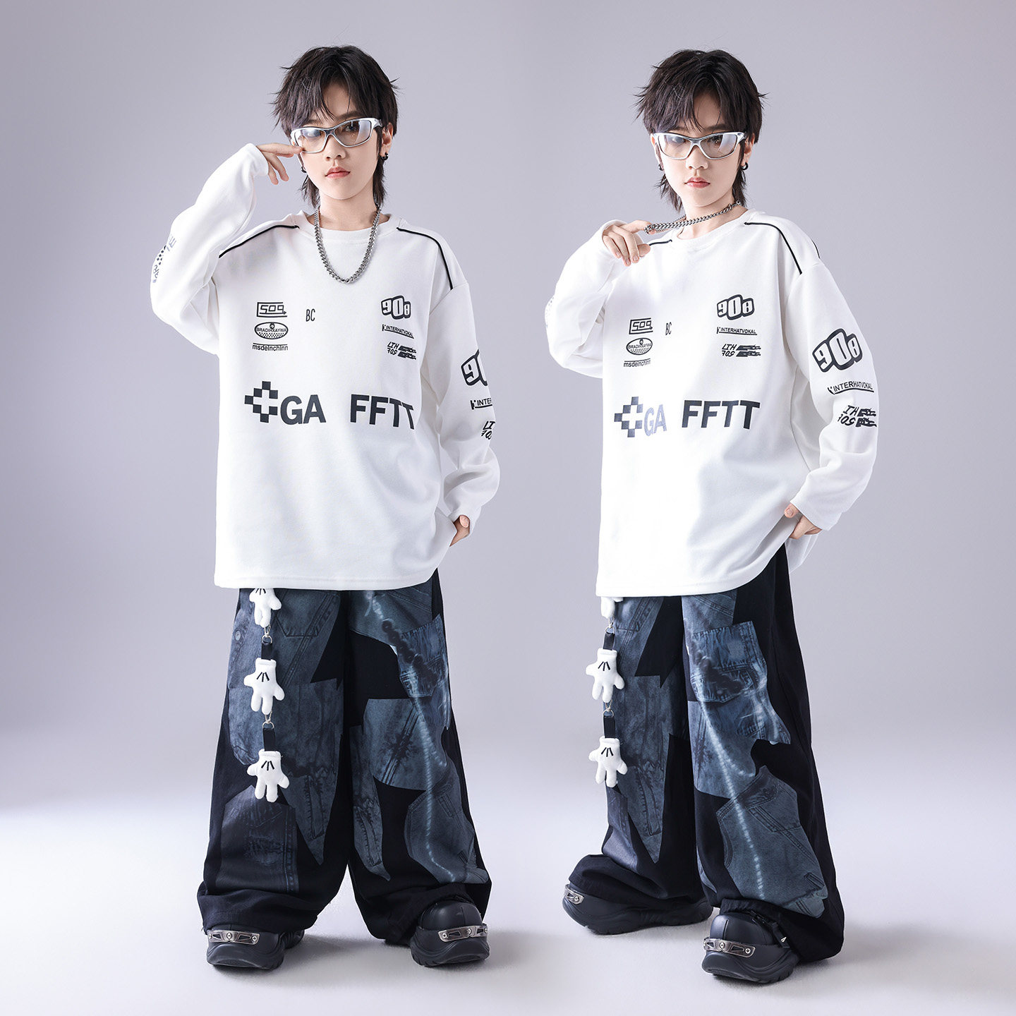 儿童街舞套装女童宽松嘻哈练功服男童hiphop马甲潮服爵士表演服装,淘宝优惠券,粉丝福利购,淘宝优惠卷