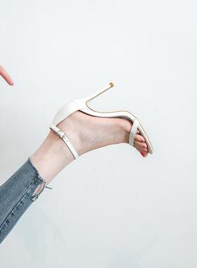 MAROLIO 店长自留款~ ins超火一字带凉鞋女夏细跟性感露趾高跟鞋