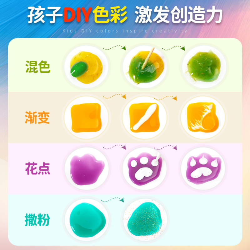 爱动伦堡画叶罗丽儿童免烤胶画手工涂色颜料玩具女孩涂鸦龙轮宝画 - 图2