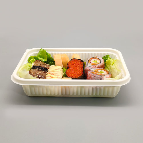 玉米淀粉基食品级可降解一次性轻食外卖打包快餐饭盒便当方形带盖 - 图3