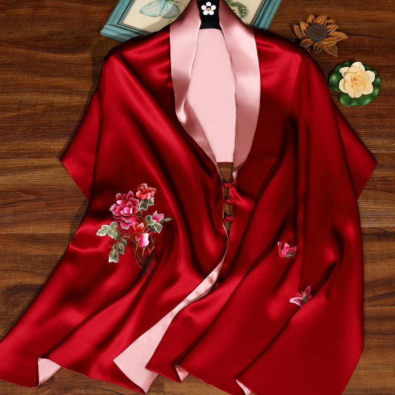 旗袍春秋中式外搭高端妈妈两用披肩 丝语亦乐围巾/丝巾/披肩