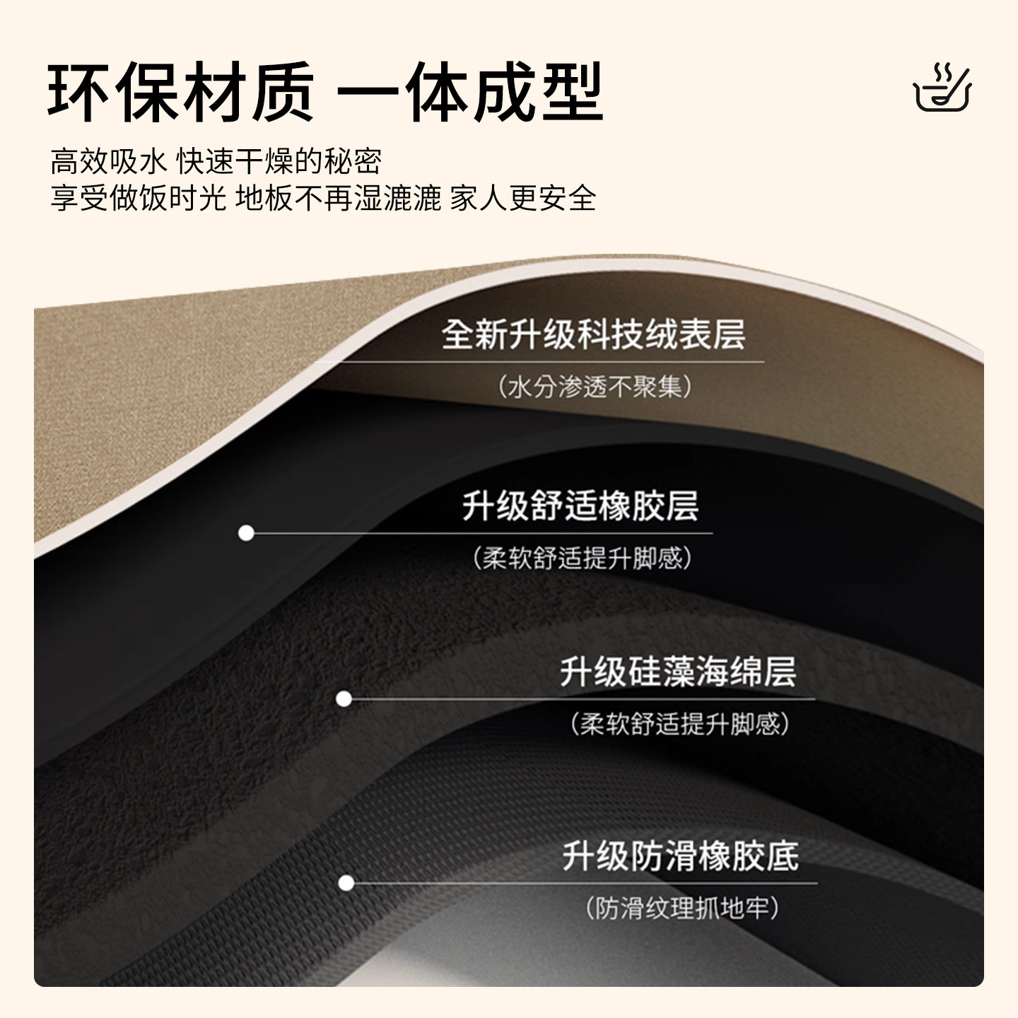 厨房专用吸水地垫防滑防油免洗脚垫2025新款家用硅藻泥长条地毯子,淘宝优惠券,粉丝福利购,淘宝优惠卷