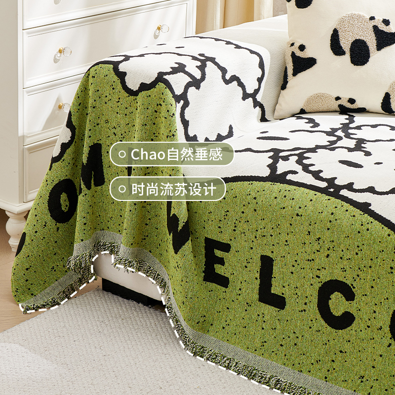 雪尼尔沙发盖布巾万能全盖四季通用卡通防尘沙发套罩坐垫沙发毯子