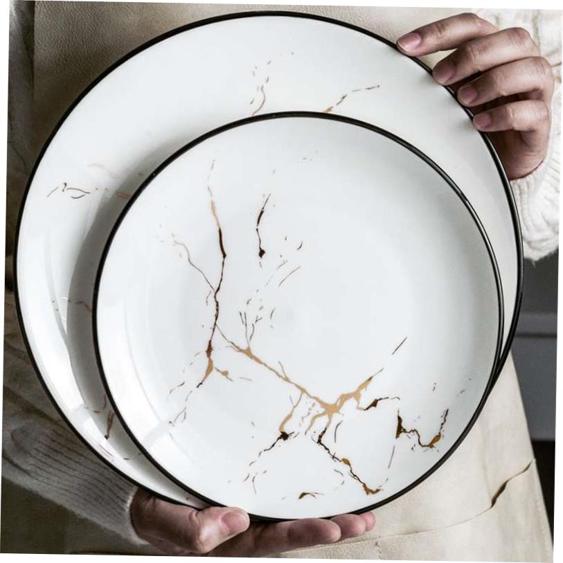 pure white round plates Dinner plate home cerami-图2