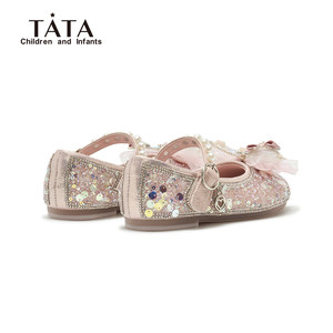 他她童鞋女童公主鞋春季新款单鞋艾莎女宝宝儿童小女孩闪闪水晶鞋