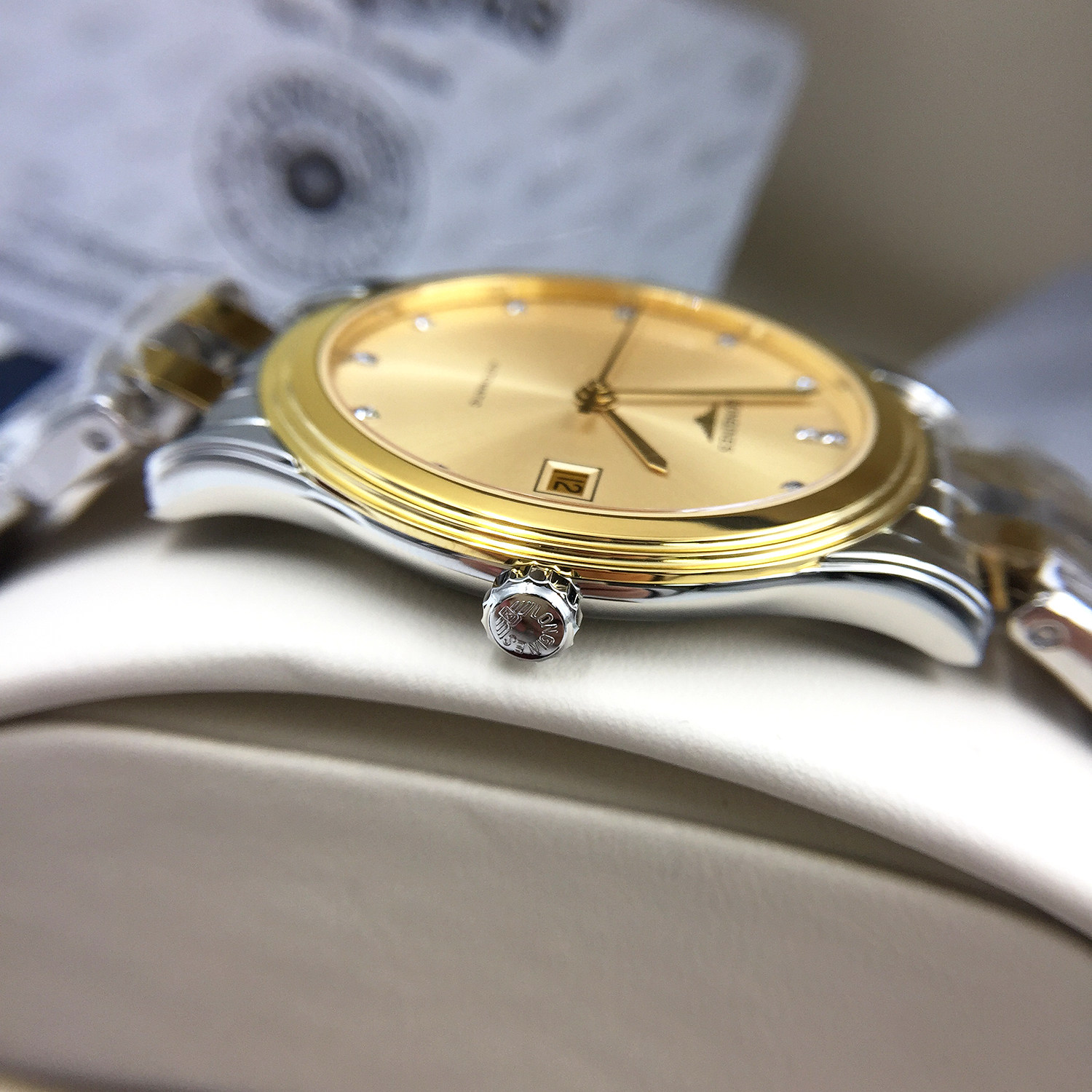 瑞士浪琴longines正品军旗真钻男表 运洪金海外瑞士腕表