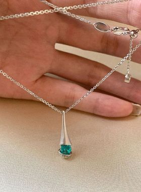 链法式复古腰高级磨砂巴百搭小蛮帕拉伊锁骨项链简约轻奢水滴时尚