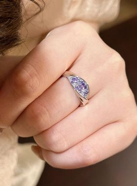 轻奢复古高级感渐变镶满钻紫气东来情结戒指独特精致小众指环