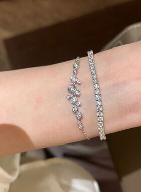 轻奢中古高级感不规则泡泡手链复古设计感满钻叠戴百搭精致手饰品