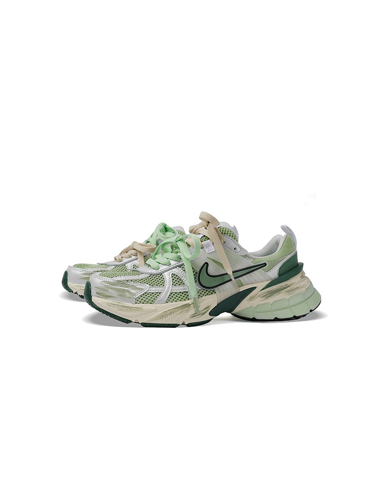 Nike V2K Run 薄荷奶绿多巴胺小清新厚底休闲跑步鞋男女定制球鞋 - 图1