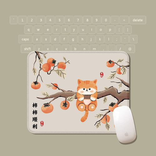 猫咪鼠标垫女生小号锁边办公室桌垫国风高颜值鼠标垫子轻奢高级感 - 图2