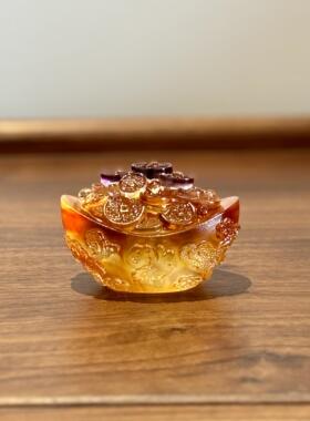 琉璃摆件 祥云元宝装饰 办公室客厅玄关 精美工艺品