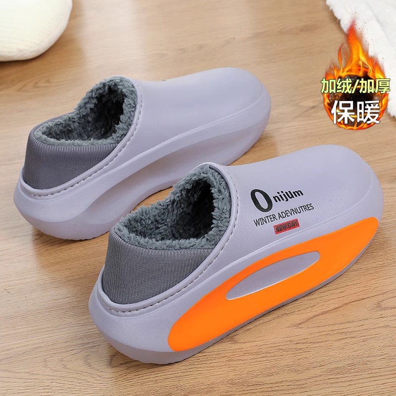 棉拖鞋男冬季加绒保暖居家室内包跟棉鞋大码外穿防水防滑包 - 图2