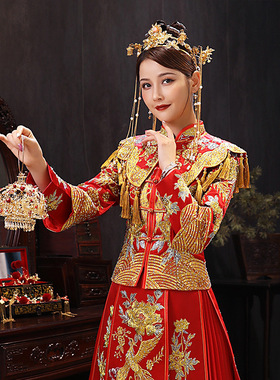 秀禾头饰新娘结婚发饰中式禾服大气凤冠古装秀禾服饰品女简单头饰