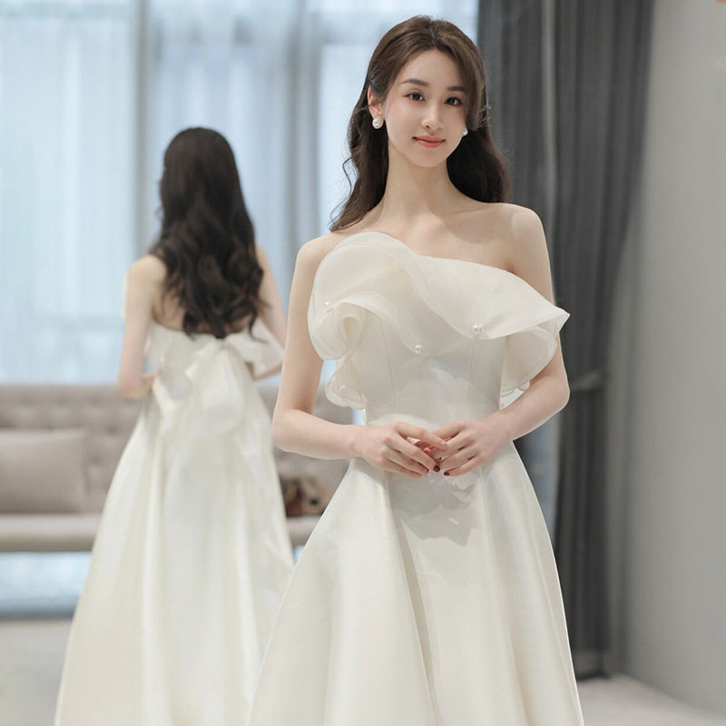 新娘韩式抹胸轻婚纱2026冬季新款小个子结婚白色订婚出门旅拍礼服,淘宝优惠券,粉丝福利购,淘宝优惠卷