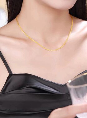 钛钢项链 A-90M扣肖邦链条小众简约精致百搭项链时尚金色经典复古