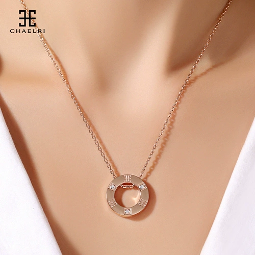 CHAELRI/兰米儿 Ожерелье для влюбленных подходит для мужчин и женщин, золотая цепочка до ключиц из нержавеющей стали, легкий роскошный стиль, розовое золото
