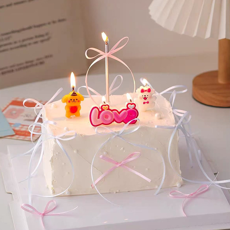2026情人节快乐情侣爱心小狗蜡烛蛋糕装饰DIY丝带蝴蝶结装扮插件,淘宝优惠券,粉丝福利购,淘宝优惠卷