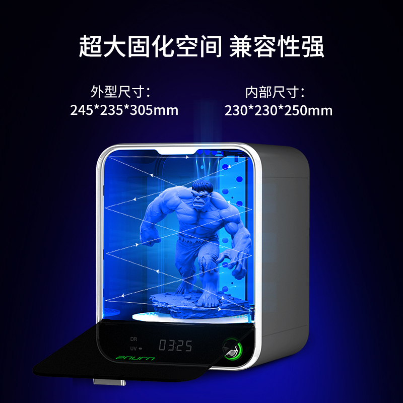 三绿 RC2二代光固化箱LCD树脂3D打印模型手办光固化360度旋转紫外光UV光大尺寸二次固化机光敏树脂固化箱子 - 图3