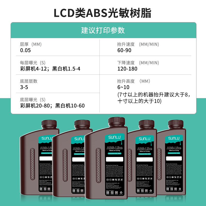 三绿LCD光固化类ABS光敏树脂3D打印机耗材高韧性低气味易成型可打孔功螺丝手办/工程零件适用智能派土星机型 - 图2