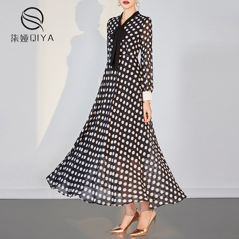 清仓福利雪纺连衣裙女中长款秋季2收腰显瘦波点印花裙子,淘宝优惠券,粉丝福利购,淘宝优惠卷