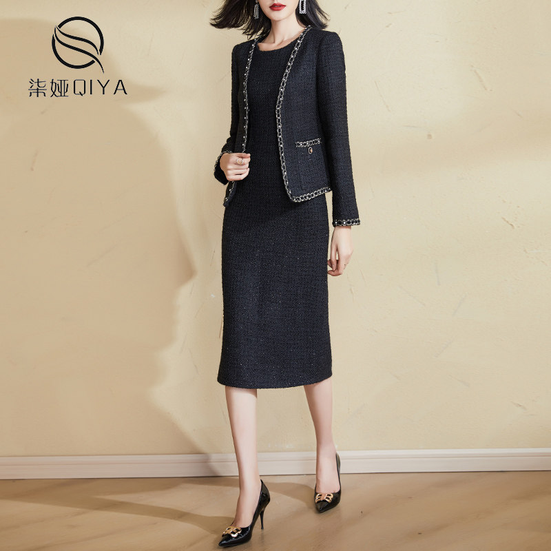 清仓小香风套装女2025新款春秋高级感气质羊毛粗花呢外套两件套,淘宝优惠券,粉丝福利购,淘宝优惠卷