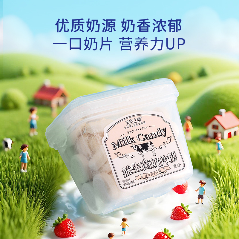 优之唯品益生菌奶片无添加白砂糖奶贝高钙营养糖果儿童学生零食 - 图0