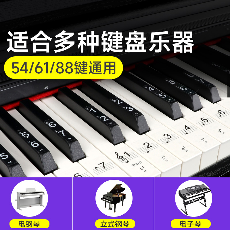 纳米钢琴键盘贴纸88键61键54键儿童成人电子琴五线谱琴键贴音符贴 - 图1