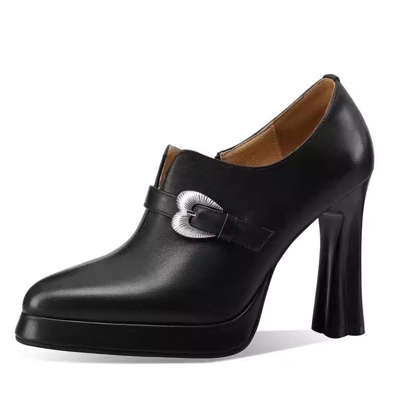 英伦风尖头深口单鞋女2026新款春季防水台粗跟软皮黑色百搭高跟鞋,淘宝优惠券,粉丝福利购,淘宝优惠卷