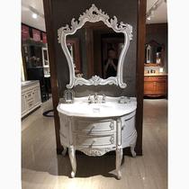 New 2023 arched semi-circle European-style bath room cabinet oak wood solid wood toilet wash and washbasin cabinet combination