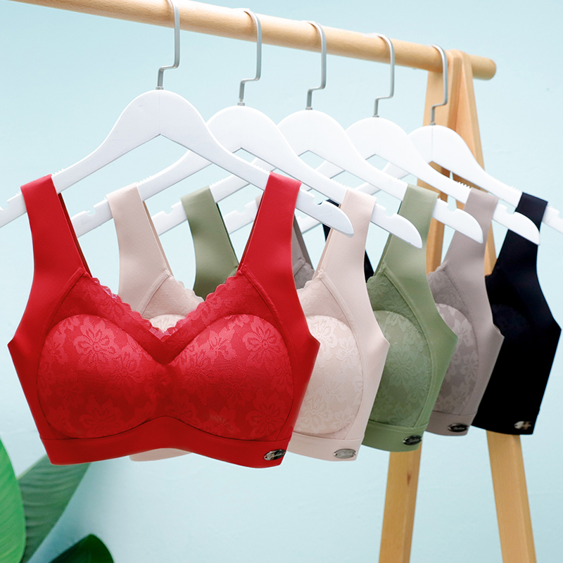 魅泰茜旗舰店红色本命年内衣女小胸聚拢调整型收副乳胶无痕无钢圈文胸虎年属虎3