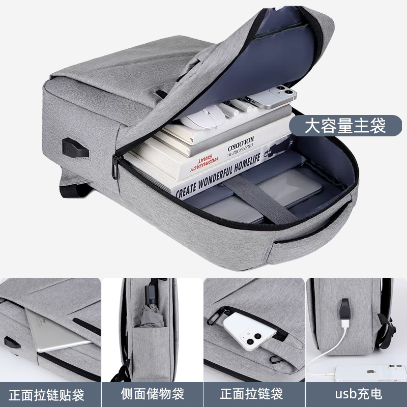 双肩电脑包笔记本包16寸适用华为15.6英寸小米联想拯救者小新戴尔14寸男女商务16防摔防震简约15.6双肩背包 - 图1