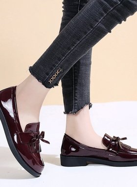 women's plus size small leather shoes欧美女粗跟大码小皮鞋