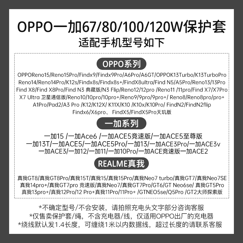 适用OPPOA6Pro充电器数据线保护套80WOPPOReno15Pro15防断裂修复神器真我Neo7turbo缠绕绳OPPOK12x可爱印花款 - 图1