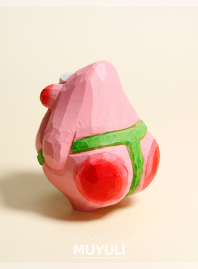 木雕木头派大星摆件电脑桌情侣一对饰品可爱桌面装饰闺蜜生日礼物