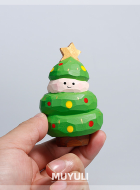 木雕38节树玩偶情侣一对桌面摆件创意儿童38节小礼物闺蜜礼品