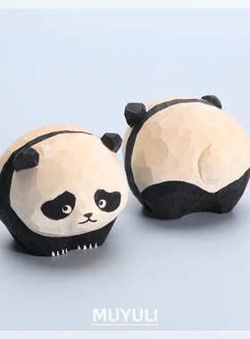 手工木雕熊猫丨办公室办公桌工位摆件稳定情绪桌面装饰摆件礼物