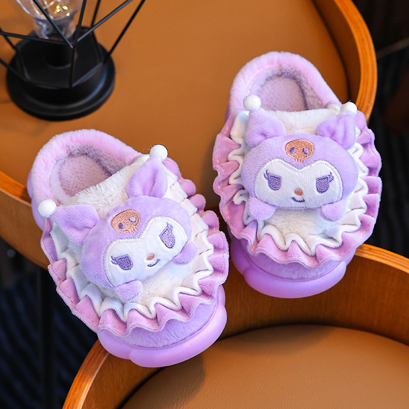 儿童棉拖鞋女童新款秋冬季室内可爱卡通女孩家居库洛米宝宝棉鞋,淘宝优惠券,粉丝福利购,淘宝优惠卷