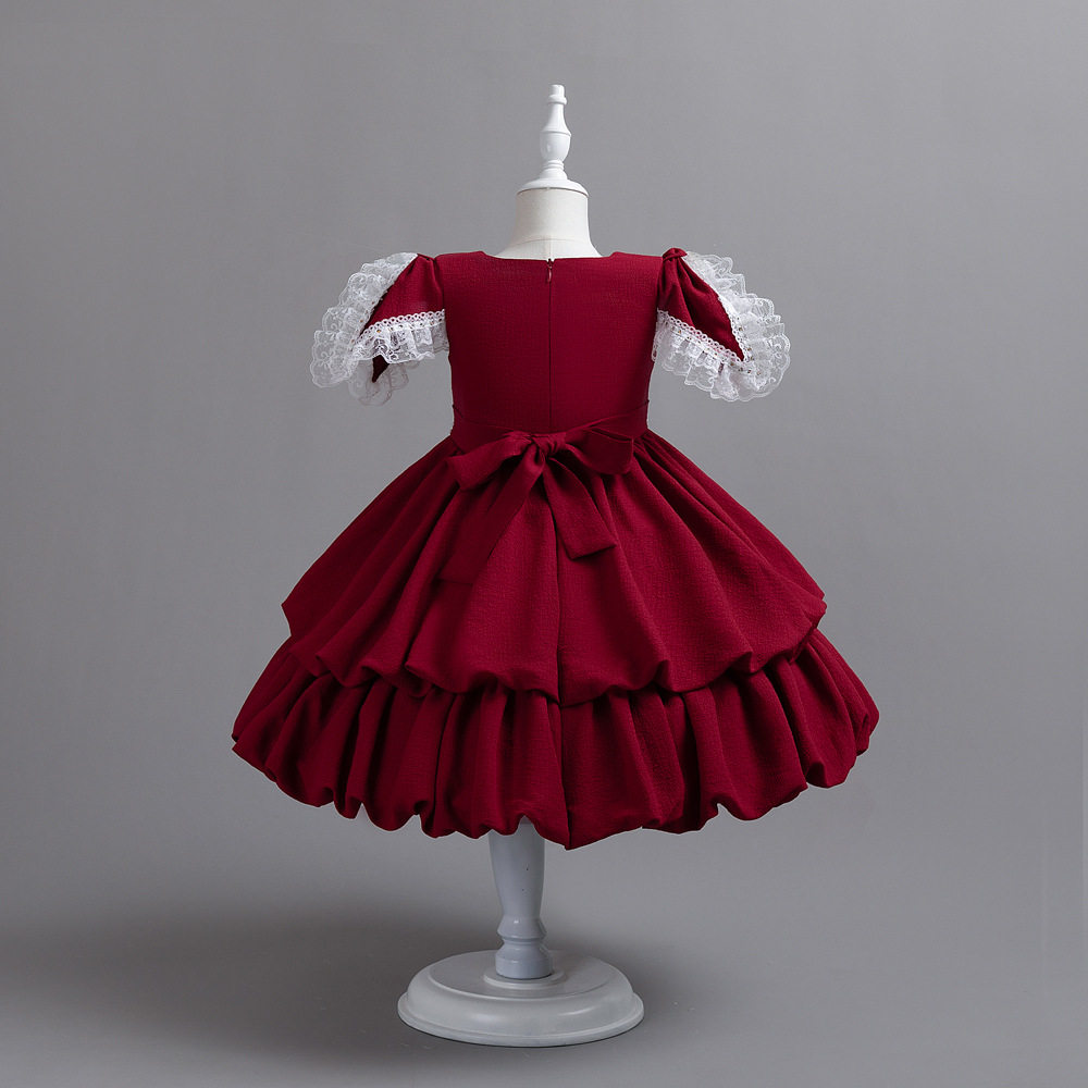 2026春秋新款女童礼服children gress儿童缎布礼服公主蓬蓬裙跨境