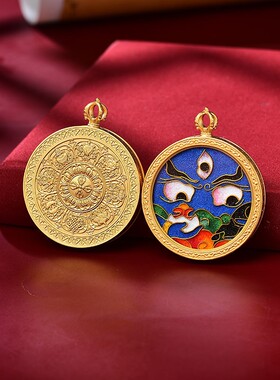 2025西藏掐丝矿物粉黄财神随身唐卡矿物质手绘五方嘎乌盒