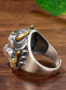 2025复古泰银金翅大鹏鸟食指戒指女夸张大个性大气奢华开口男款指