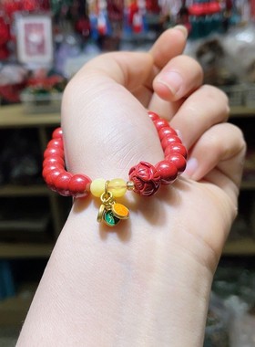 2025朱砂帝王砂莲花平安喜乐手串简约精美百搭手饰品手链女款