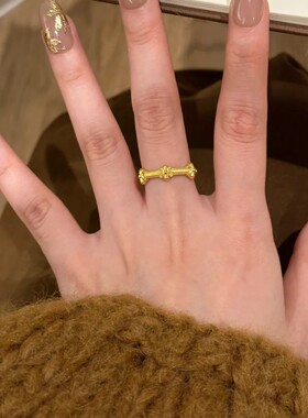 2025古法金色鸢尾花戒指尾戒复古宫廷风小众食指戒气质高级感叠戴