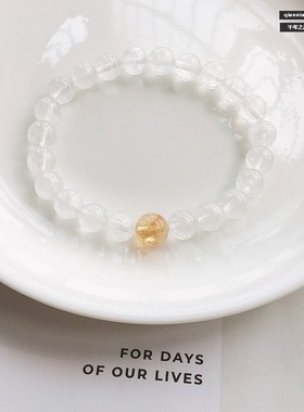 2025天然白幽灵手链白色水晶招财黄水晶珠子串珠散珠单圈手串男女