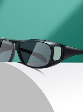 防风骑行太阳眼镜老人术后防护墨镜男女夜视护目偏光驾驶圆脸黑框